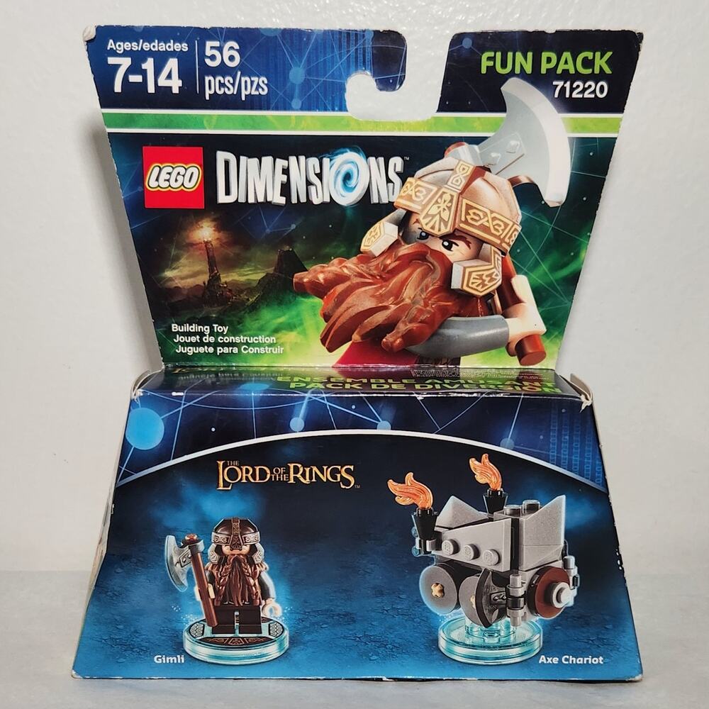 Lego Dimensions Lord Of The Rings Gimli W/ Axe Chariot Fun Pack 56 Pcs Brand New